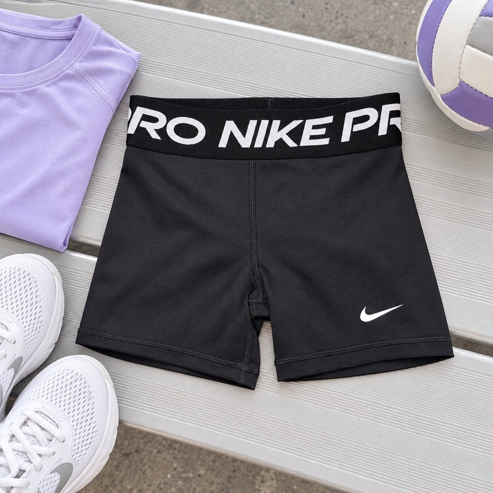 Nike Pro Girls Medium Black Dri-FIT Compression Shorts Volleyball Cheer Training
